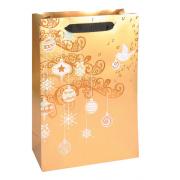 Taška dárková vánoční 22,5x33,5x10cm  zlatá SL876-L - klikněte pro více informací